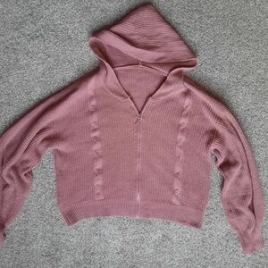 Elegant Dusty Rose Hooded Cardigan
